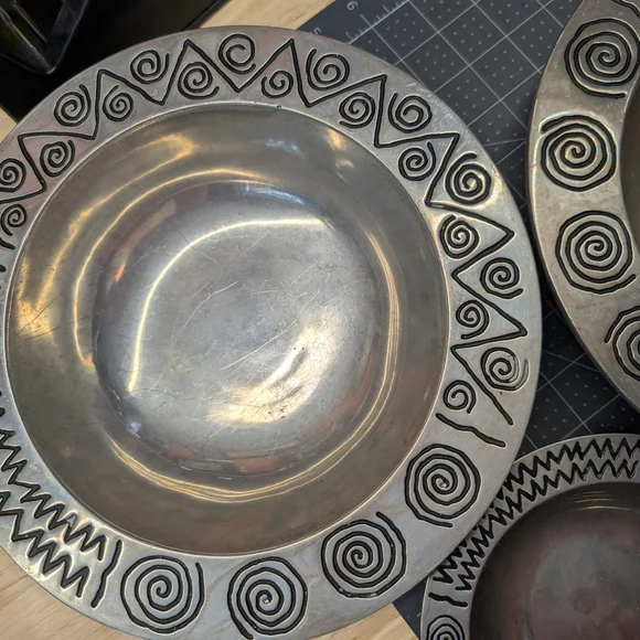 Silver Decorative Bowls with Tribal Patterns - Picture 4 of 7